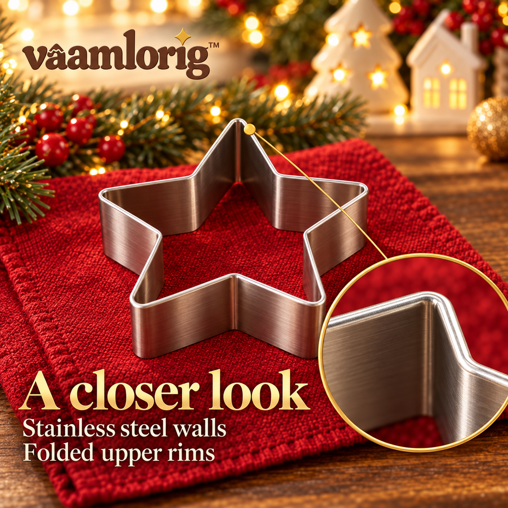 vaamlorig™ 8-Piece Christmas Cookie Cutter Set, Stainless Steel Gingerbread House, Tree & Snowflake Cutters for Holiday Baking