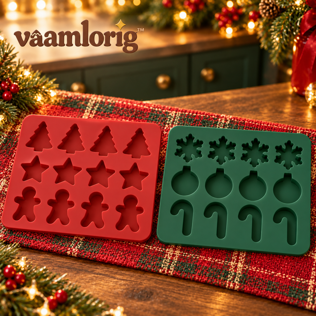 vaamlorig™ Christmas Silicone Chocolate & Candy Mold Set, 2-Pack 12-Cavity Holiday Shapes for Homemade Treats