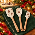 vaamlorig™ 3-Piece Holiday Silicone Spatula Set with Beechwood Handles, Christmas Baking Scrapers & Spoon Spatula