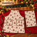 vaamlorig™ Gingerbread Village Christmas Apron & Kitchen Towel Set, Adjustable Cotton Baking Apron with Front Pockets